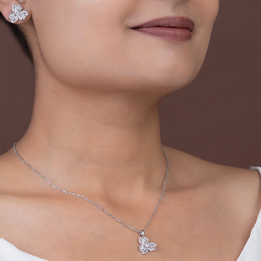 Triple-Bloom Baguette SET 925 sterling silver