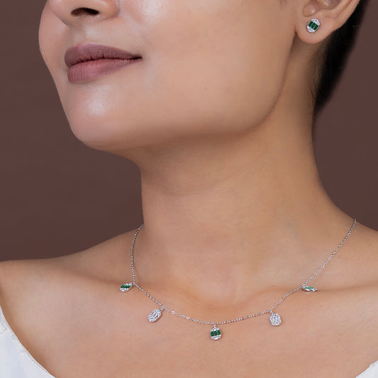 Regal Halo Emerald & Pavé SET 925 sterling silver