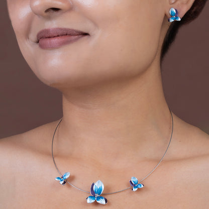 Royal Indigo Blossom 925 sterling silver necklace
