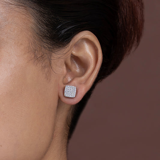Square Pavé Studs Earrings 925 sterling silver