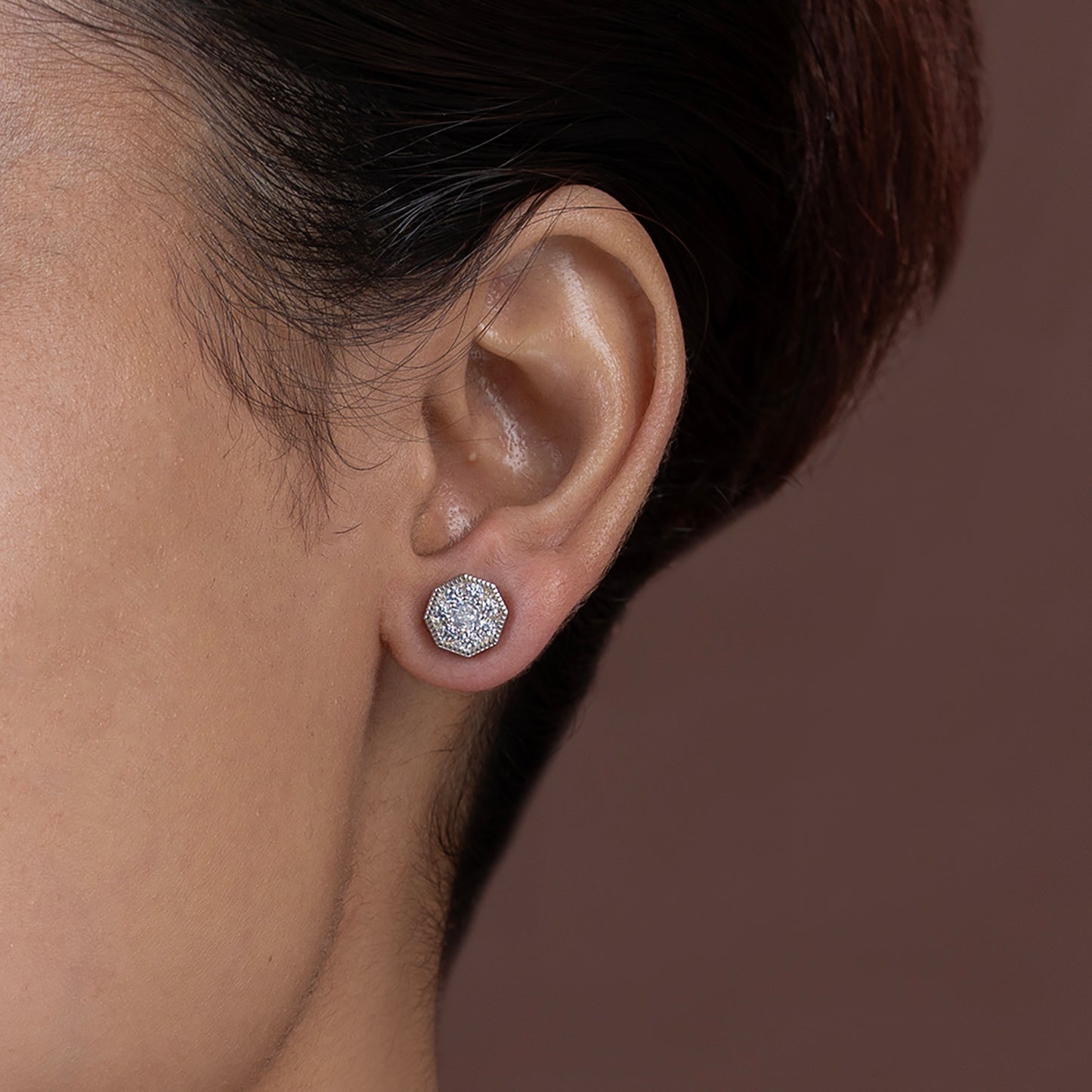 Hexagonal Floral Clusters Earrings 925 sterling silver