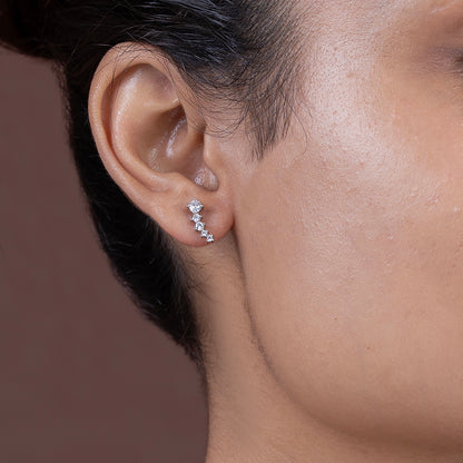 Graduated Curved Climbers Earrings 925 sterling silver