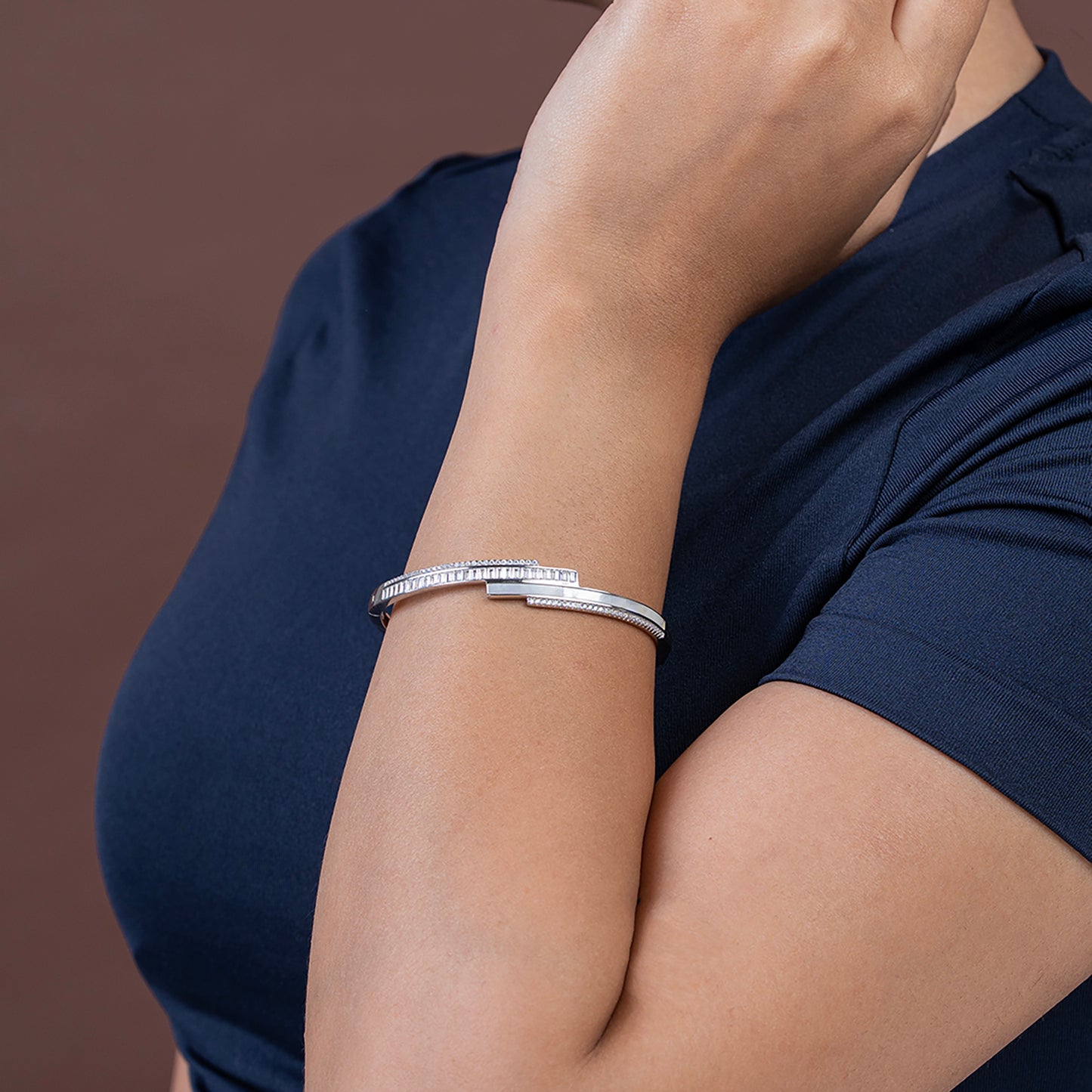 Baguette Hinged Bangle kada 925 sterling silver
