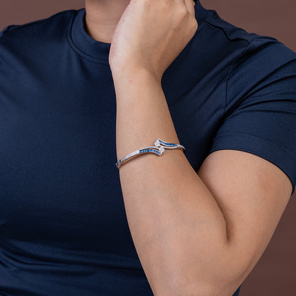 Sapphire & Diamond Wave kada 925 sterling silver