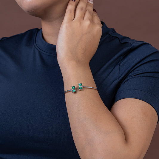 Modern Emerald Open kada 925 sterling silver
