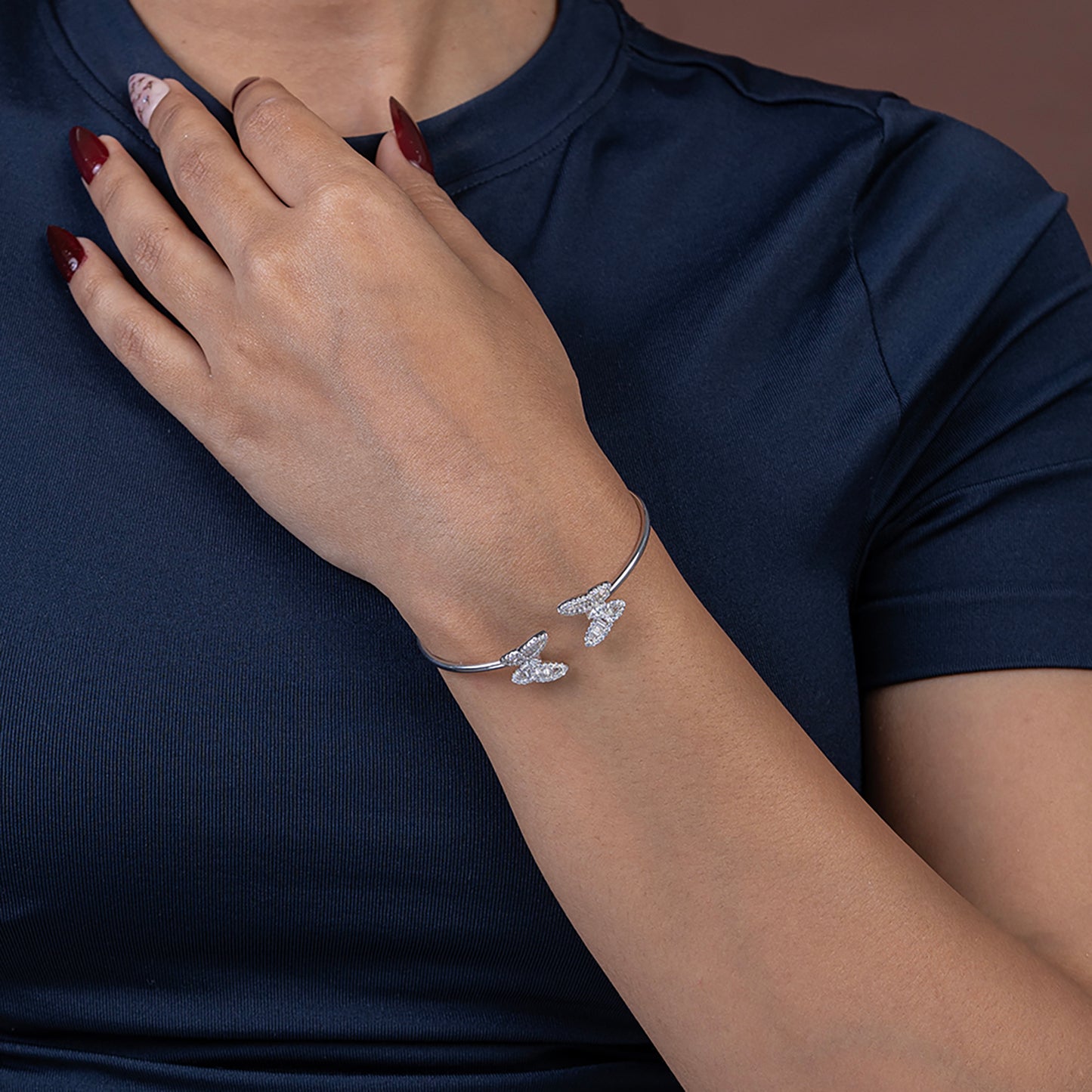 Diamond-Style Butterfly Open Cuff kada 925 sterling silver