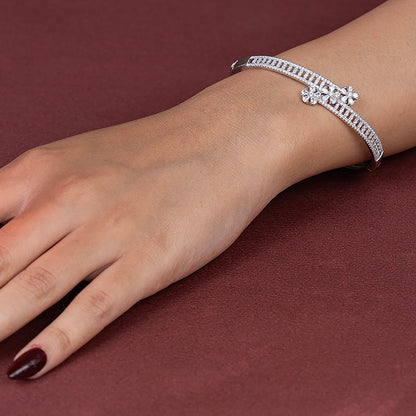 Twin Crystal Bloom Elegance kada 925 sterling silver
