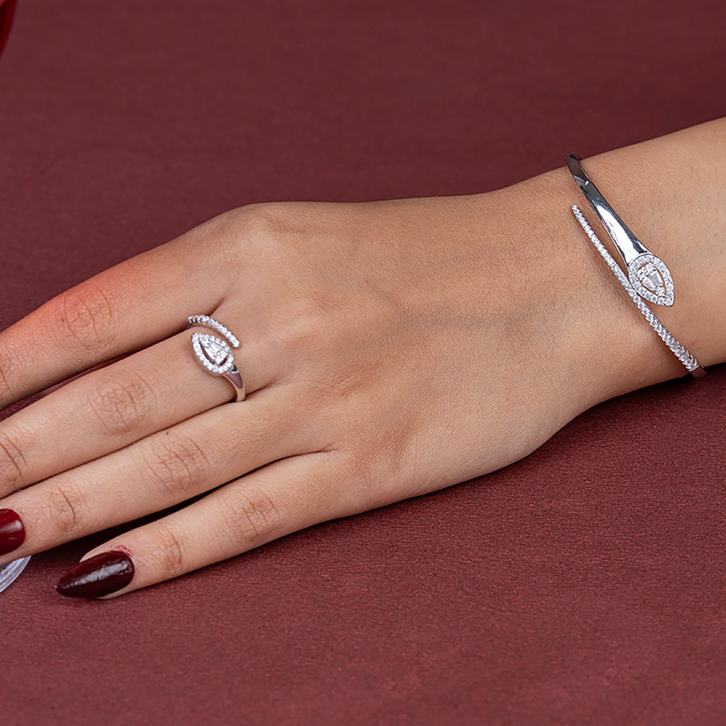 Radiant Teardrop kada & Ring Set  925 sterling silver