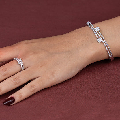 Contemporary  Cuff & Ring Set kada 925 sterling silver