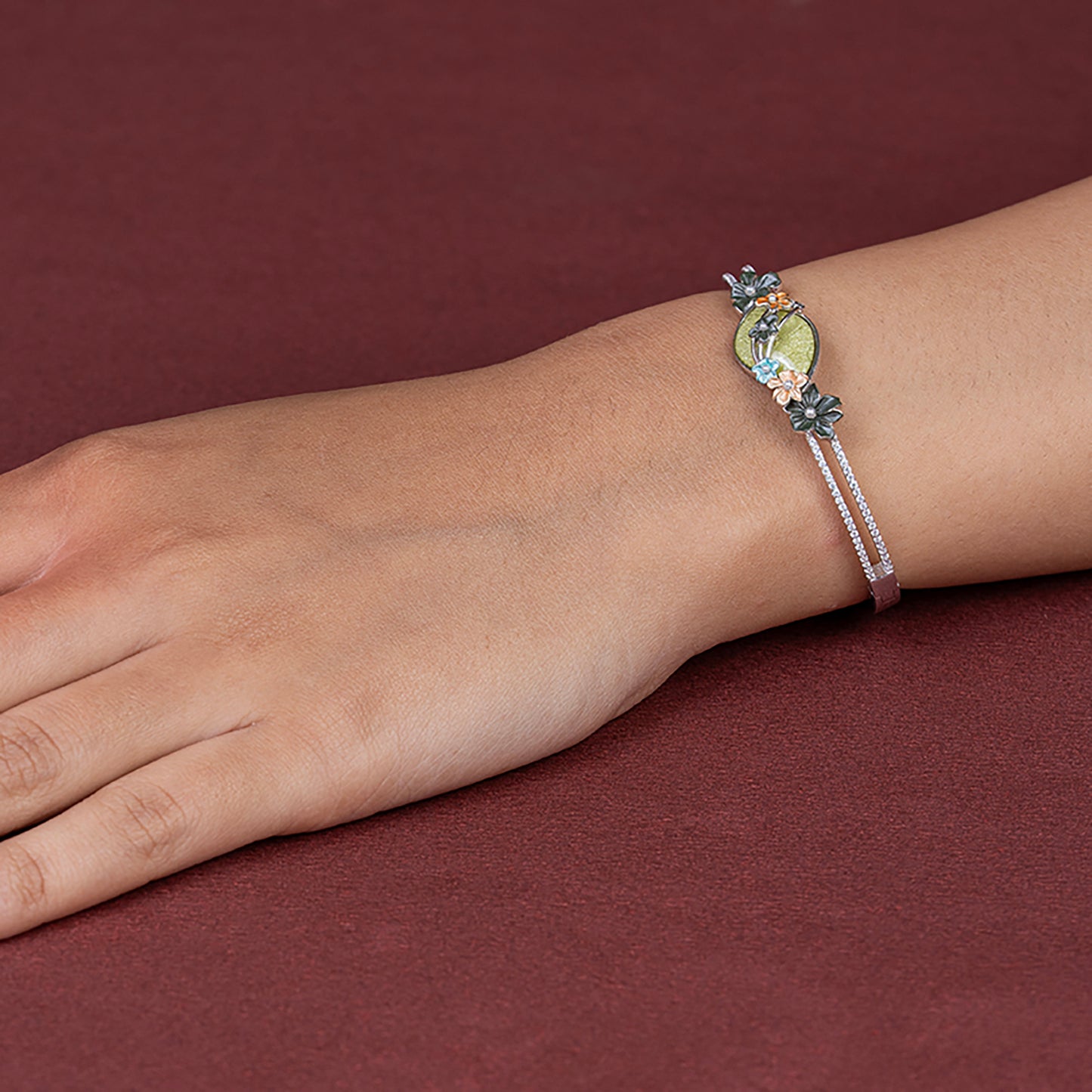 Enchanted Garden Cuff korean kada 925 sterling silver