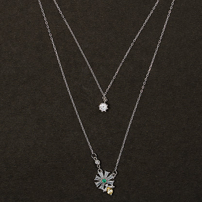 Elegant Layered chain pendant 925 sterling silver