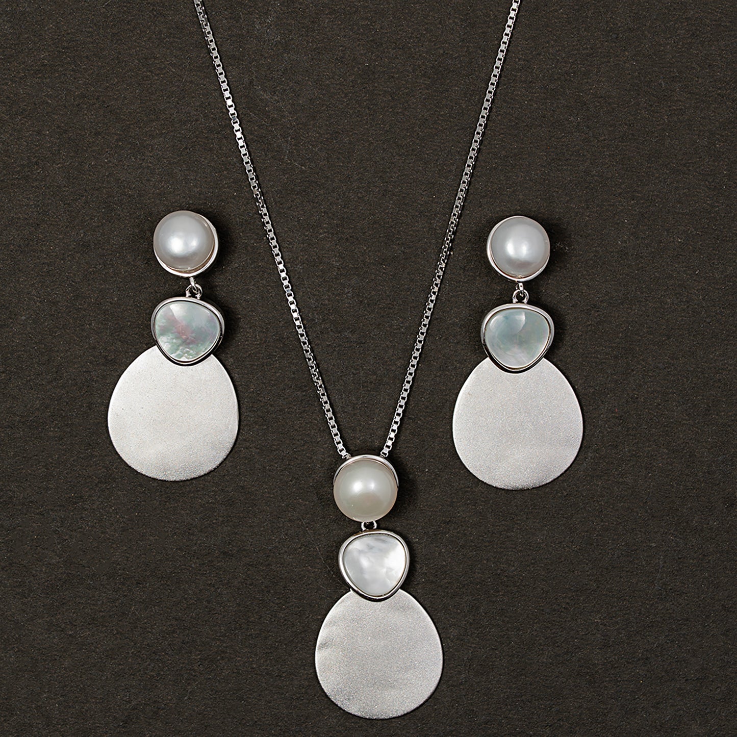 Mop pearl pendant Set 925 sterling silver