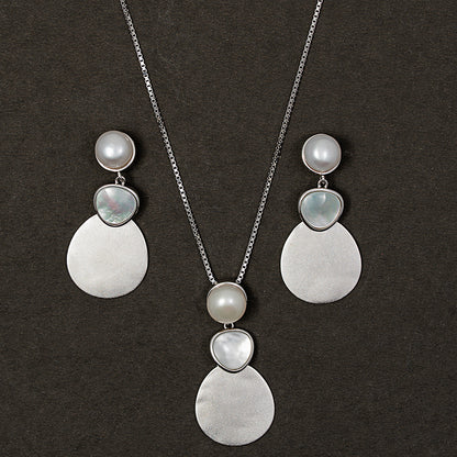 Mop pearl pendant Set 925 sterling silver