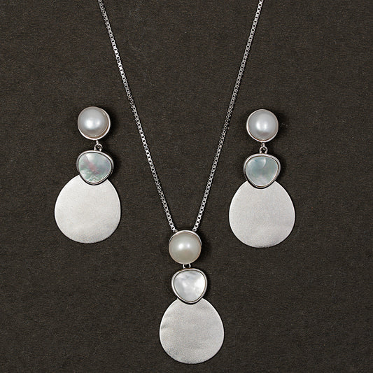 Mop pearl pendant Set 925 sterling silver