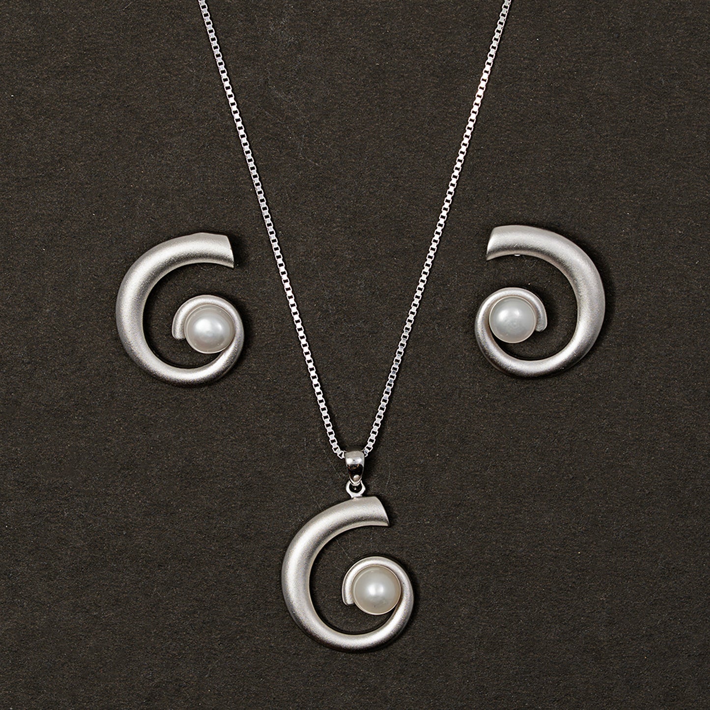Spiral Pearl pendant Set 925 sterling silver
