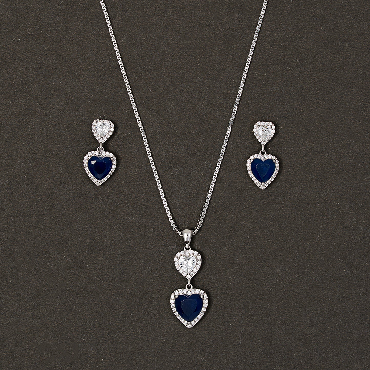 Midnight Heart Sapphire & Pavé SET 925 sterling silver
