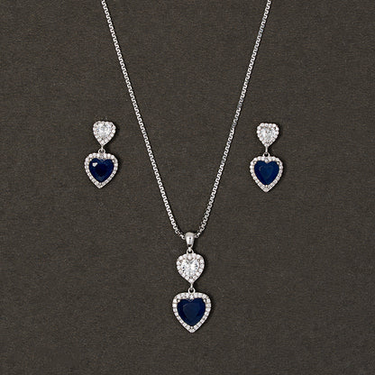Midnight Heart Sapphire & Pavé SET 925 sterling silver