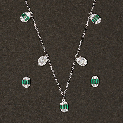 Regal Halo Emerald & Pavé SET 925 sterling silver
