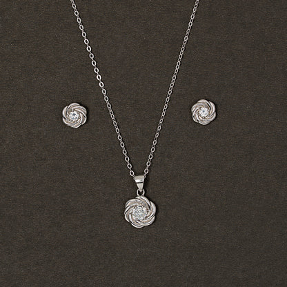 Spiral Rose Solitaire Set 925 sterling silver