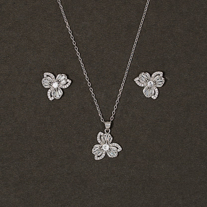 Triple-Bloom Baguette SET 925 sterling silver