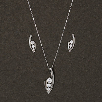 Sleek Sparkle Pendant Set  925 sterling silver