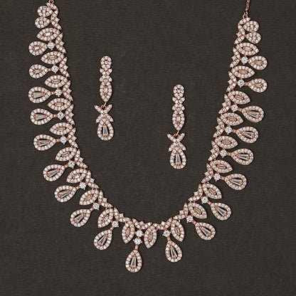 Rose Gold & Diamond-Style 925 sterling silver Necklace