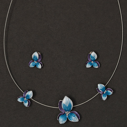 Royal Indigo Blossom 925 sterling silver necklace