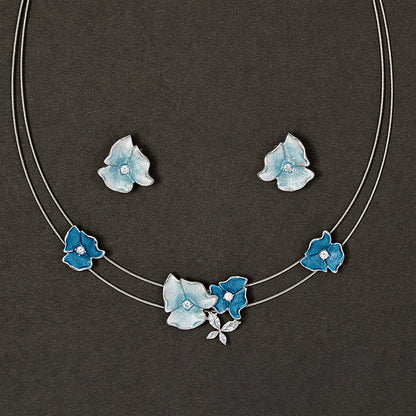 Frosted Cerulean Floral 925 sterling silver necklace