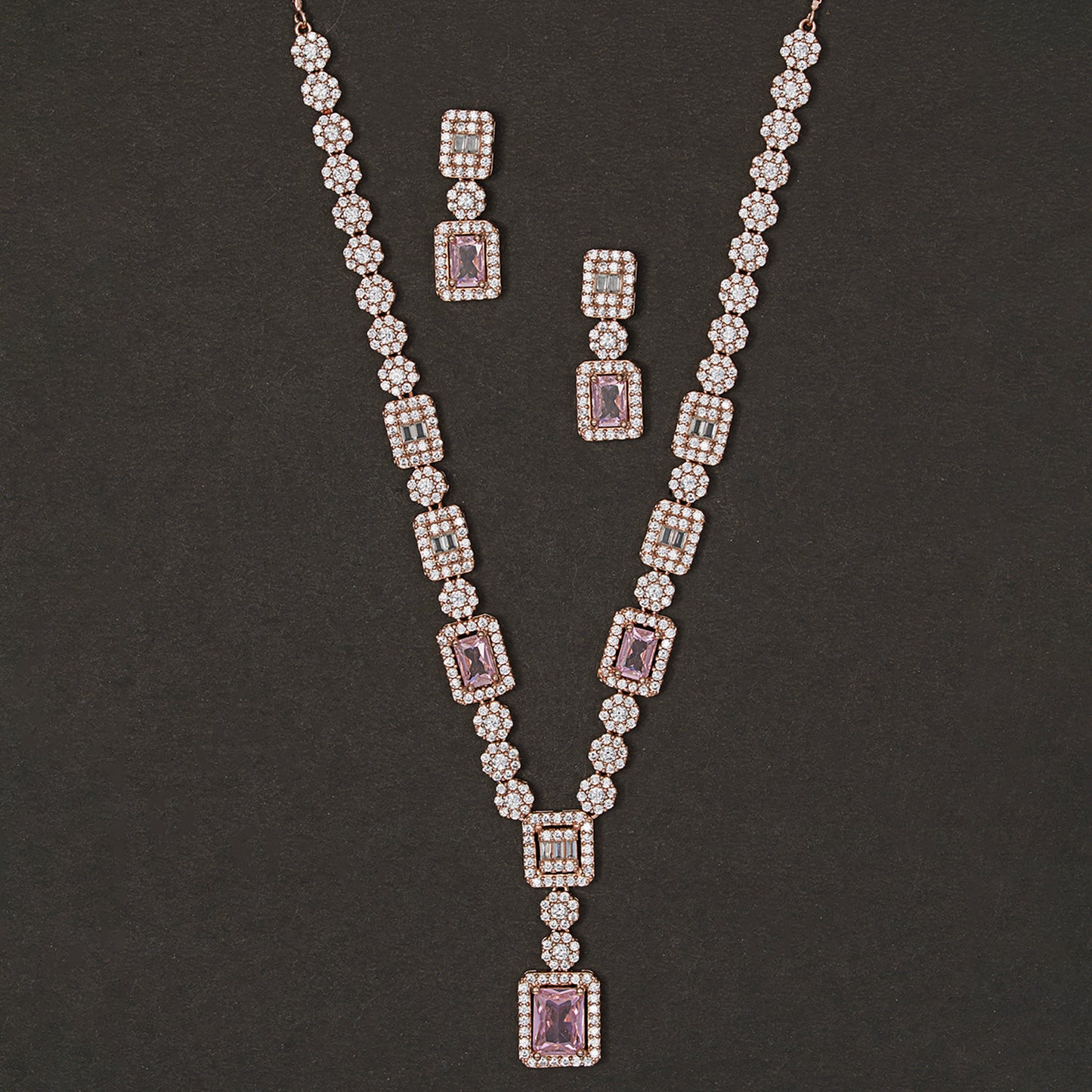 Blush Brilliance Pink Stone 925 sterling silver Necklace