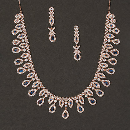 Rose Gold & Sapphire 925 sterling silver Necklace