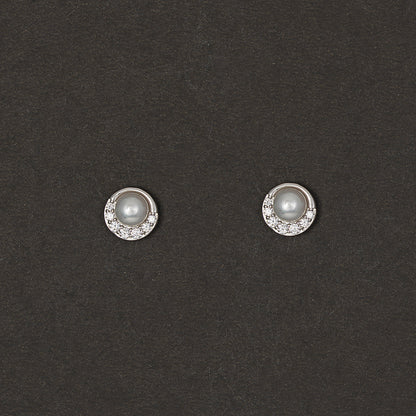 Crescent Pearl Studs Earrings 925 sterling silver