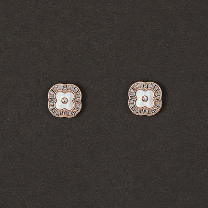 Quatrefoil Halo Studs Earrings 925 sterling silver