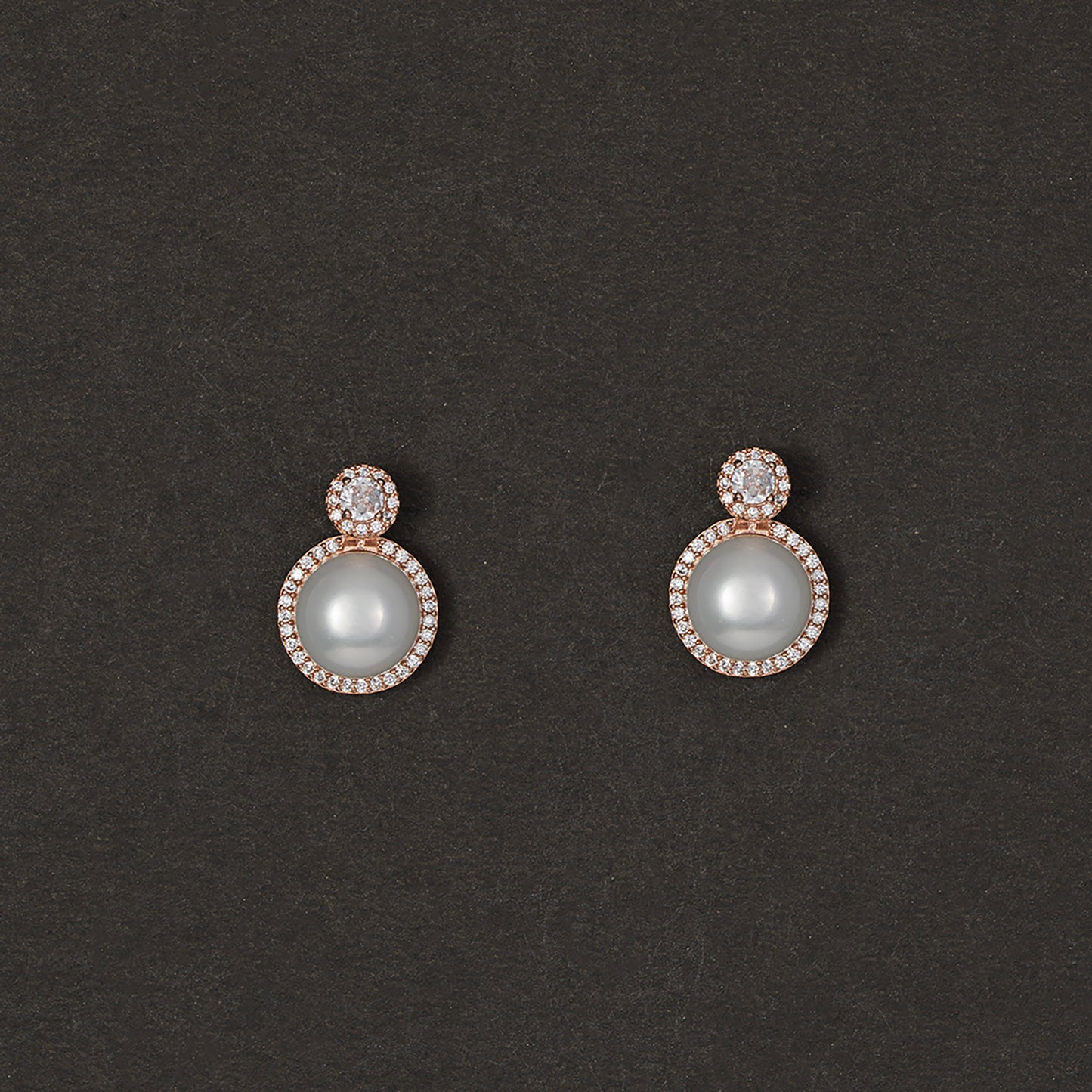 Pearl & Pavé Drop Studs Earrings 925 sterling silver