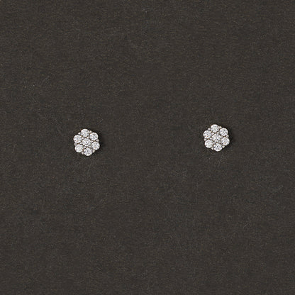 Floral Diamond Stud Earrings 925 sterling silver