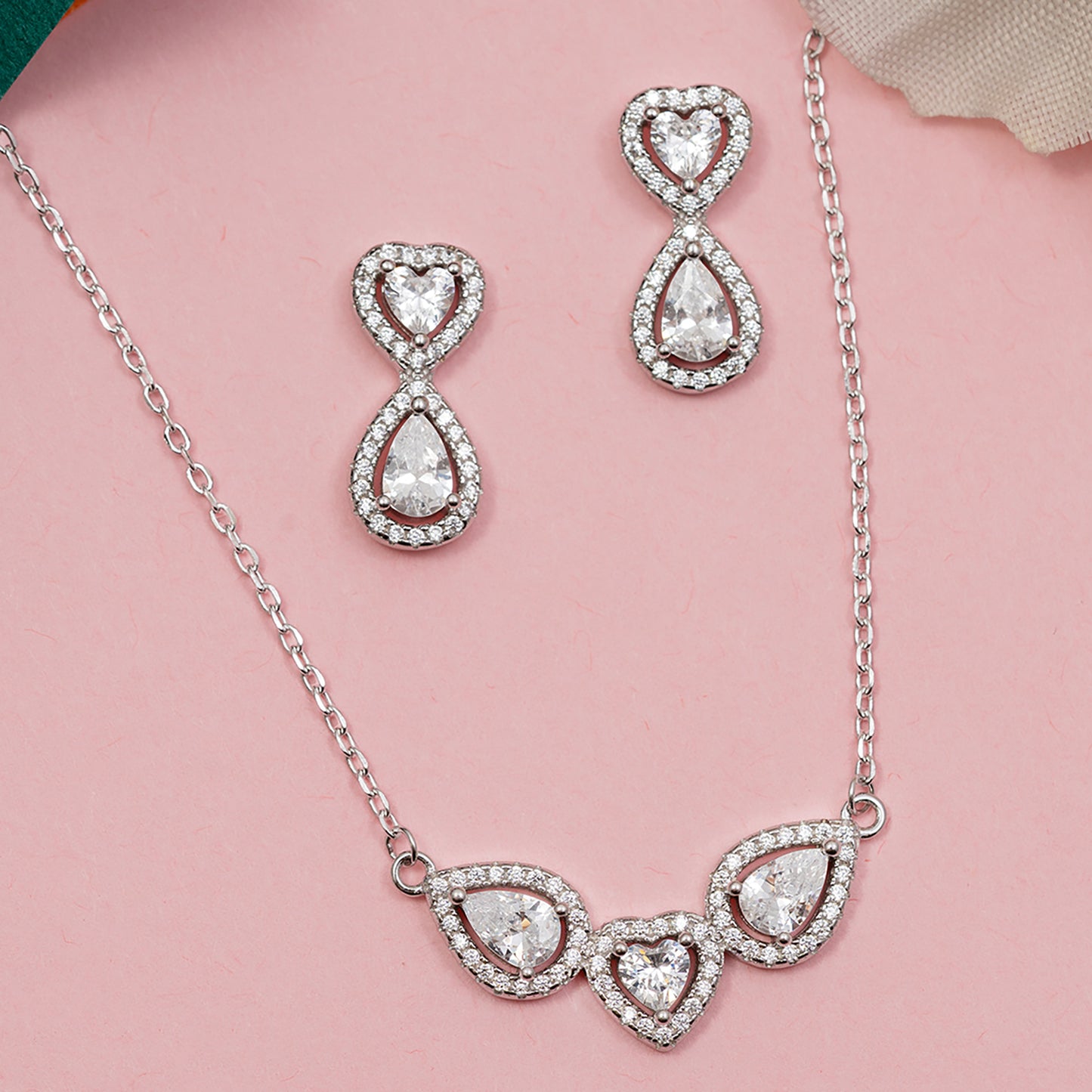 Infinity Heart & Pear Drop SET 925 sterling silver