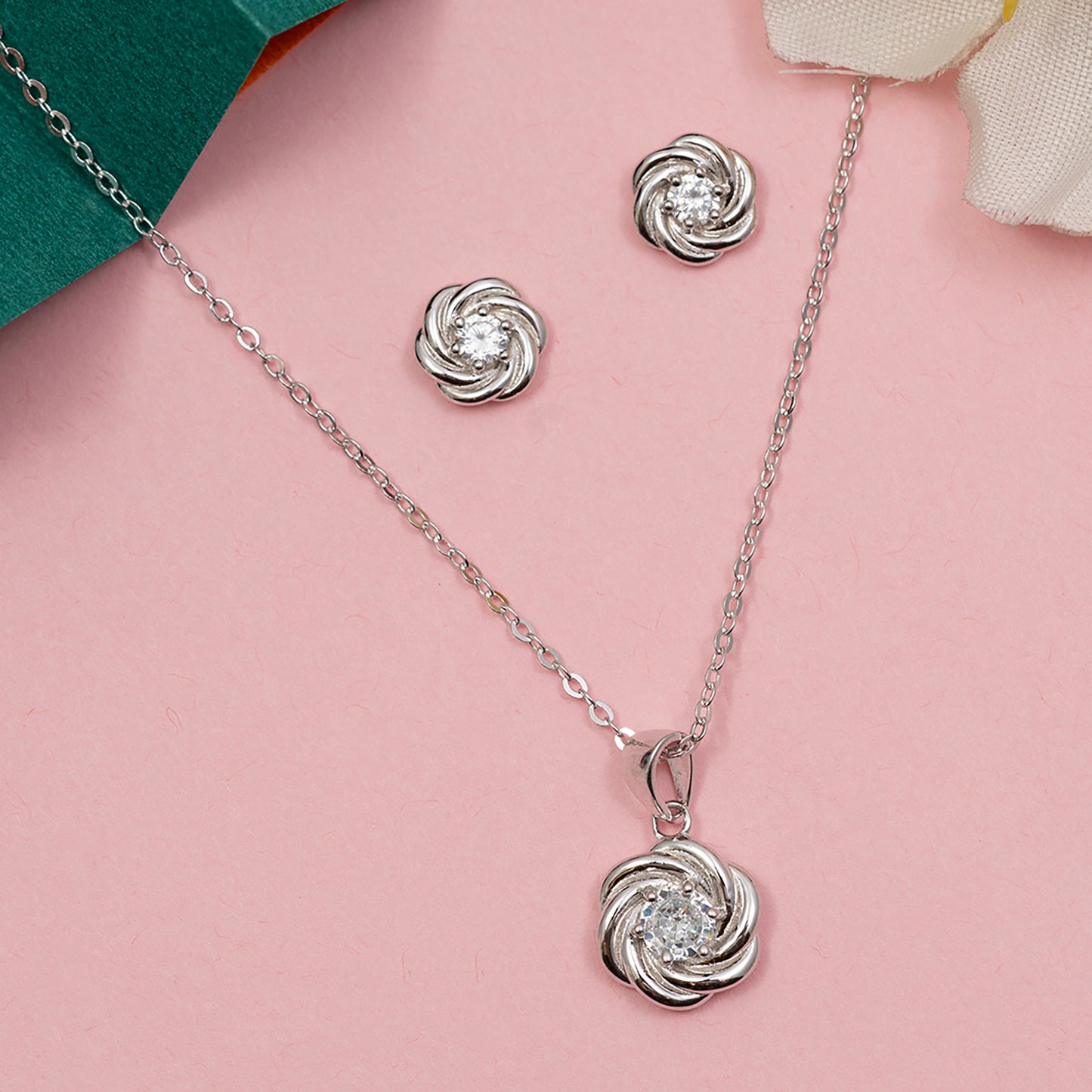 Spiral Rose Solitaire Set 925 sterling silver