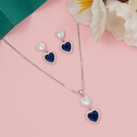 Midnight Heart Sapphire & Pavé SET 925 sterling silver