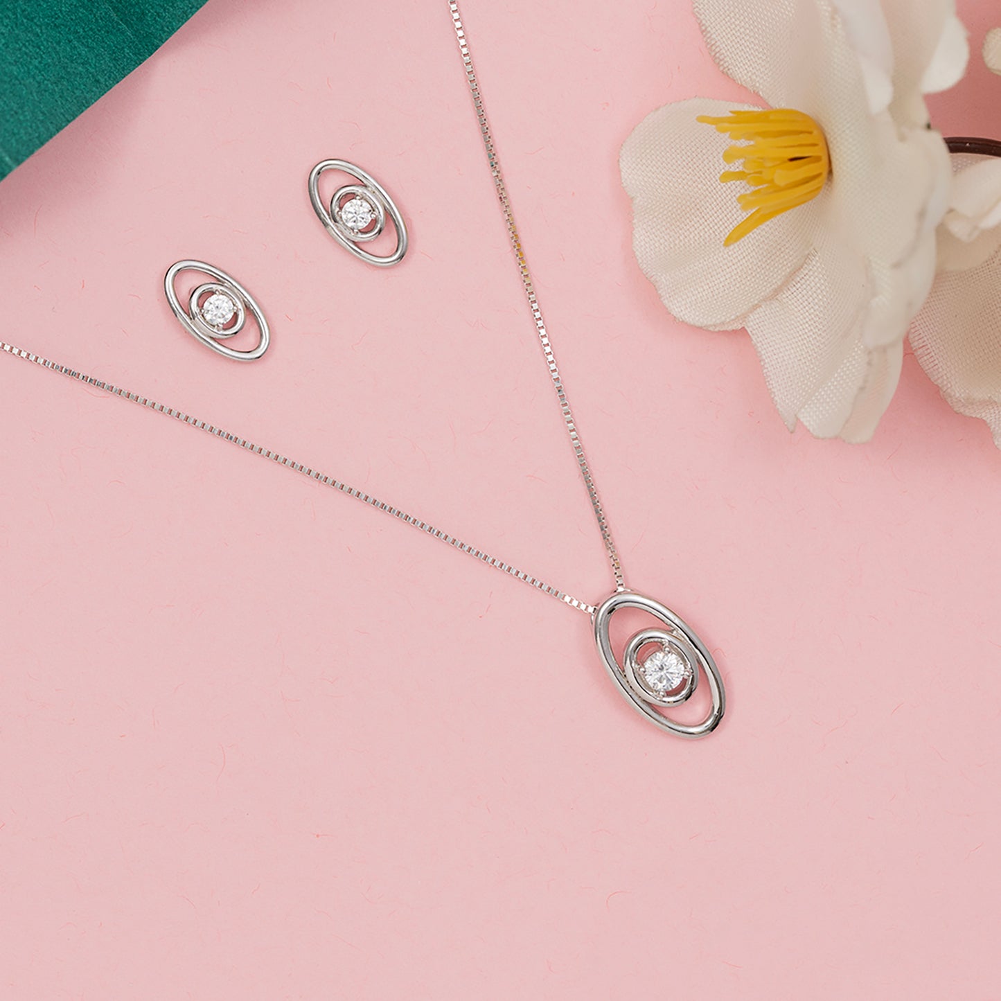 Orbital Solitaire Floating SET 925 sterling silver