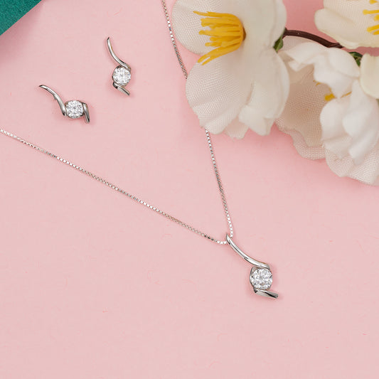 Round single solitare SET 925 sterling silver