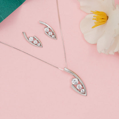 Sleek Sparkle Pendant Set  925 sterling silver