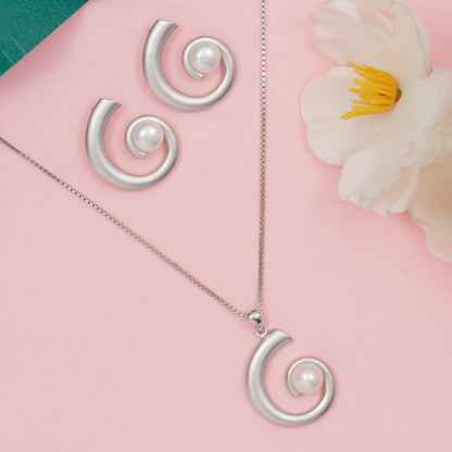 Spiral Pearl pendant Set 925 sterling silver