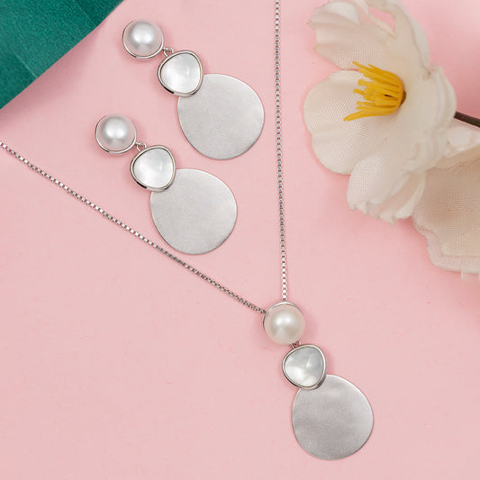 Mop pearl pendant Set 925 sterling silver