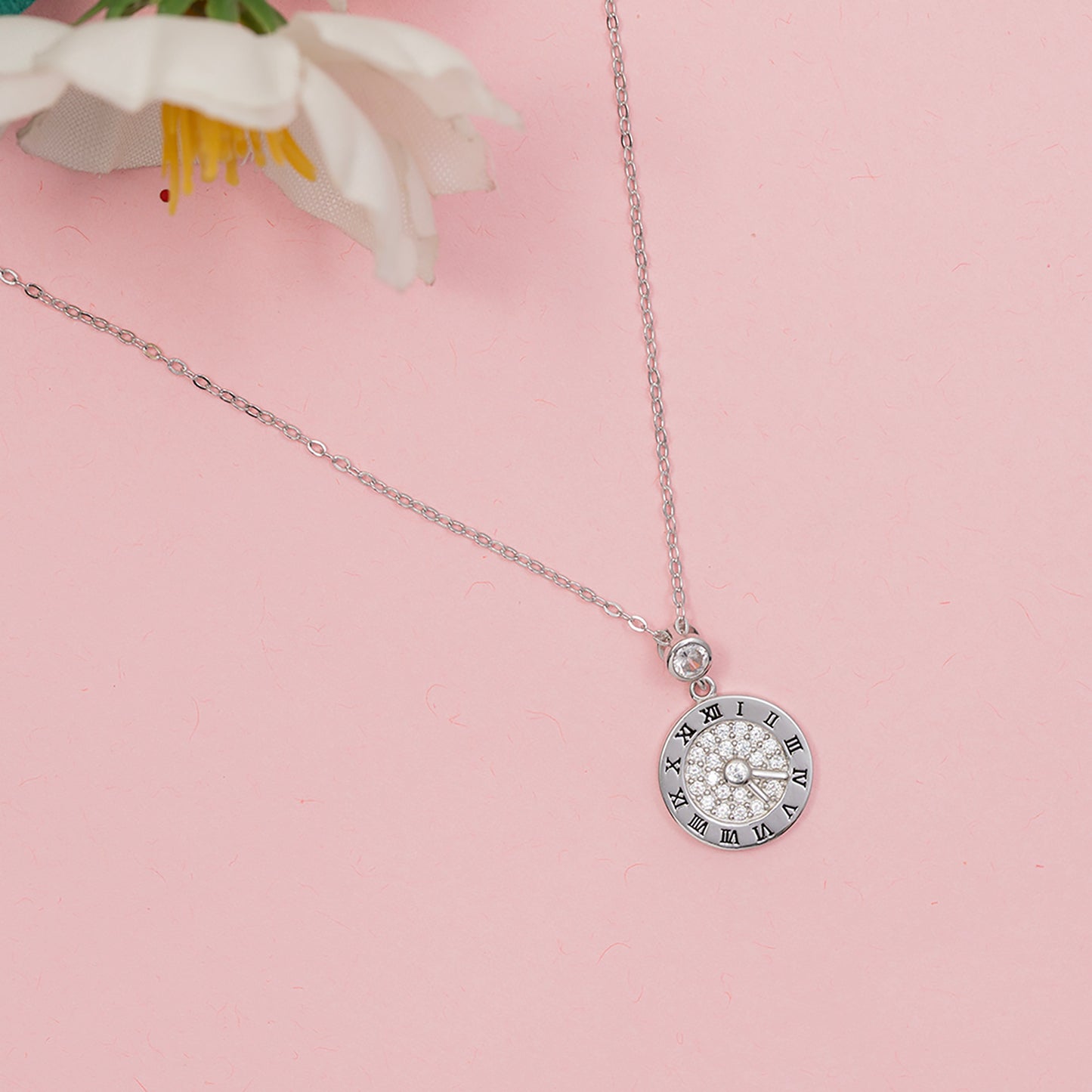 Timeless  Clock chain Pendant 925 sterling silver
