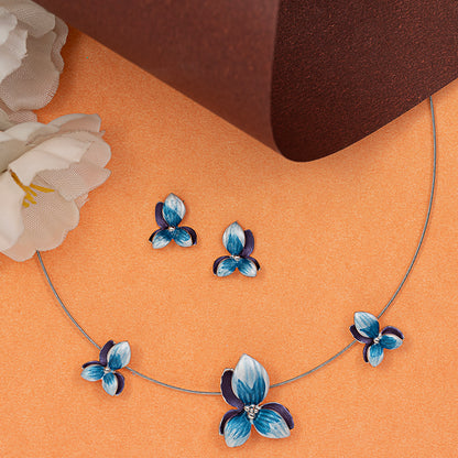 Royal Indigo Blossom 925 sterling silver necklace