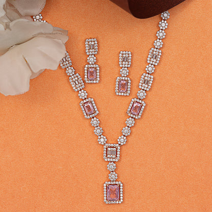 Blush Brilliance Pink Stone 925 sterling silver Necklace