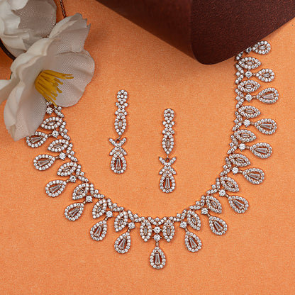 Rose Gold & Diamond-Style 925 sterling silver Necklace