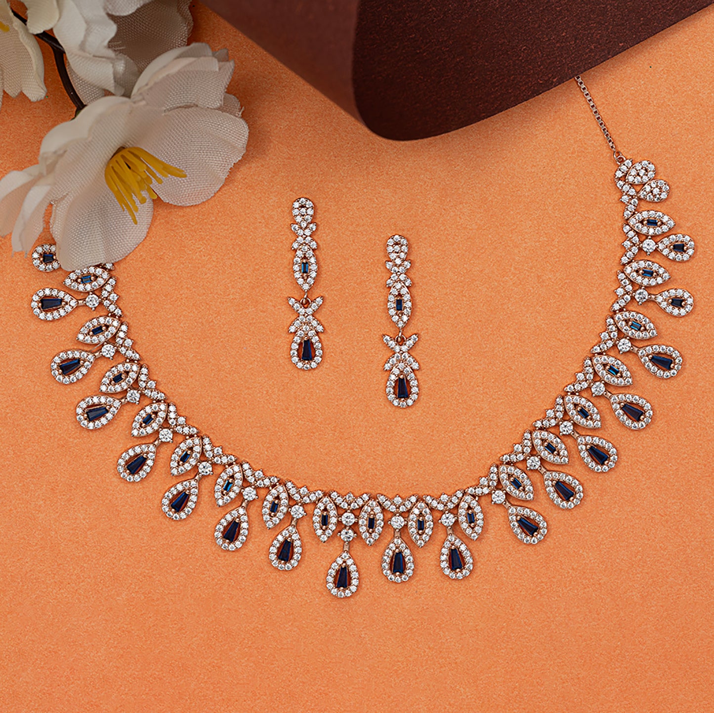 Rose Gold & Sapphire 925 sterling silver Necklace