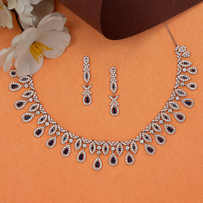 Rose Gold & Sapphire 925 sterling silver Necklace