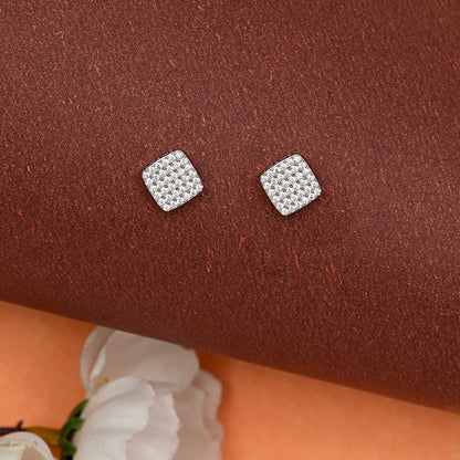 Square Pavé Studs Earrings 925 sterling silver