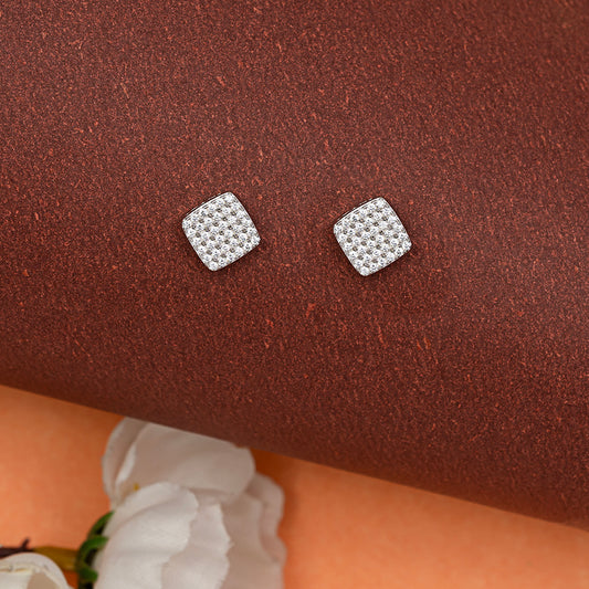 Square Pavé Studs Earrings 925 sterling silver